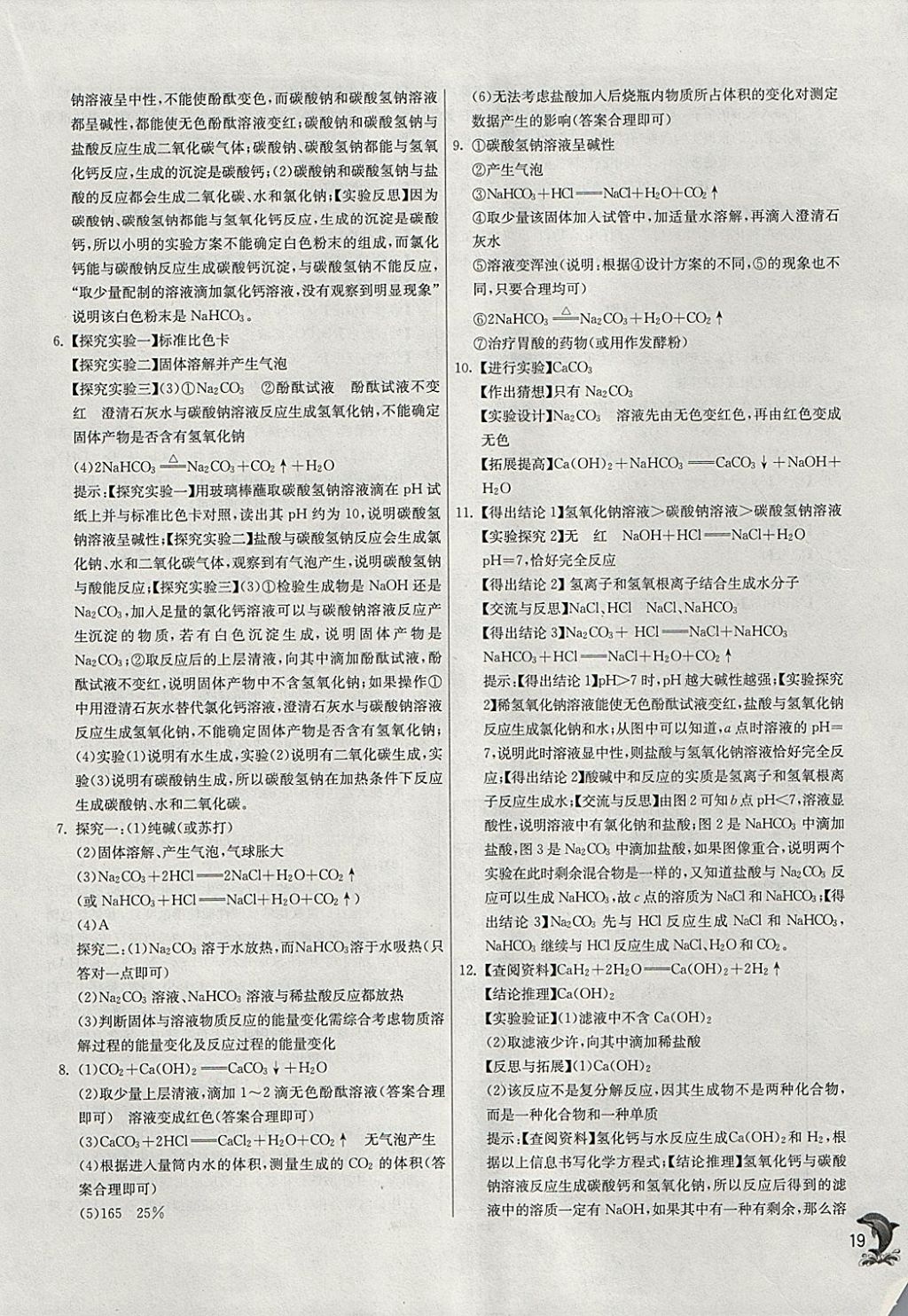 2018年实验班提优训练九年级化学下册人教版 参考答案第19页