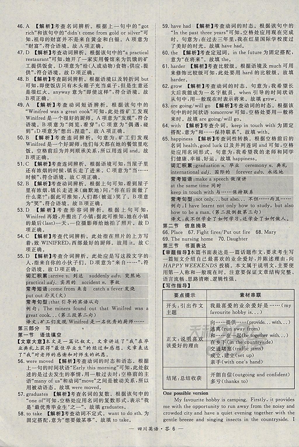 2018年天利38套四川省中考試題精選英語(yǔ) 參考答案第6頁(yè)