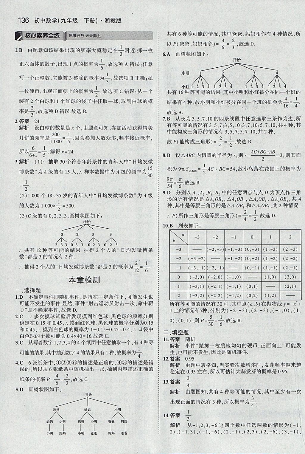 2018年5年中考3年模擬初中數(shù)學(xué)九年級(jí)下冊(cè)湘教版 參考答案第44頁