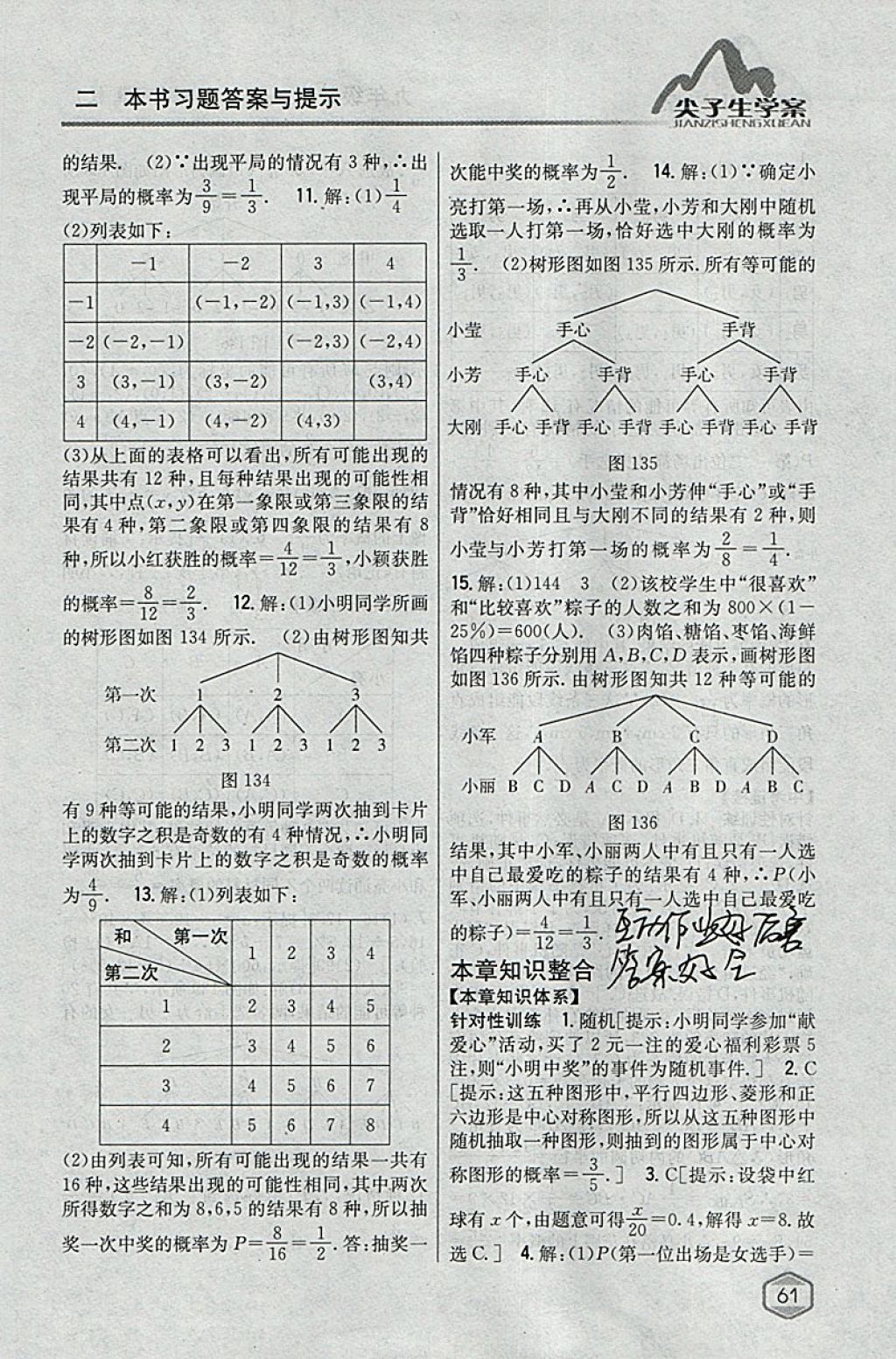 2018年尖子生学案九年级数学下册冀教版 参考答案第42页