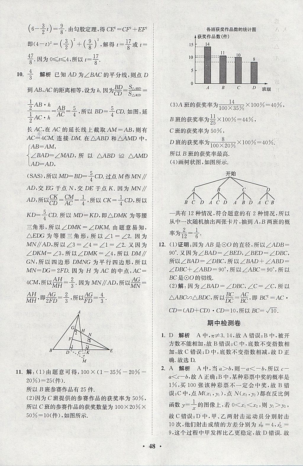 2018年初中數(shù)學小題狂做九年級下冊蘇科版課時版 參考答案第48頁