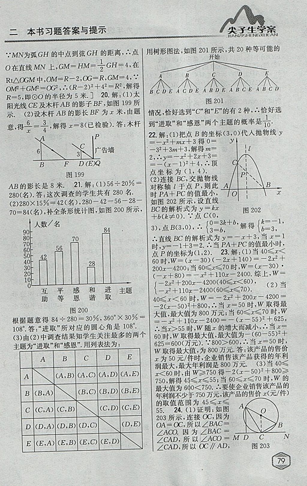 2018年尖子生學案九年級數(shù)學下冊冀教版 參考答案第60頁