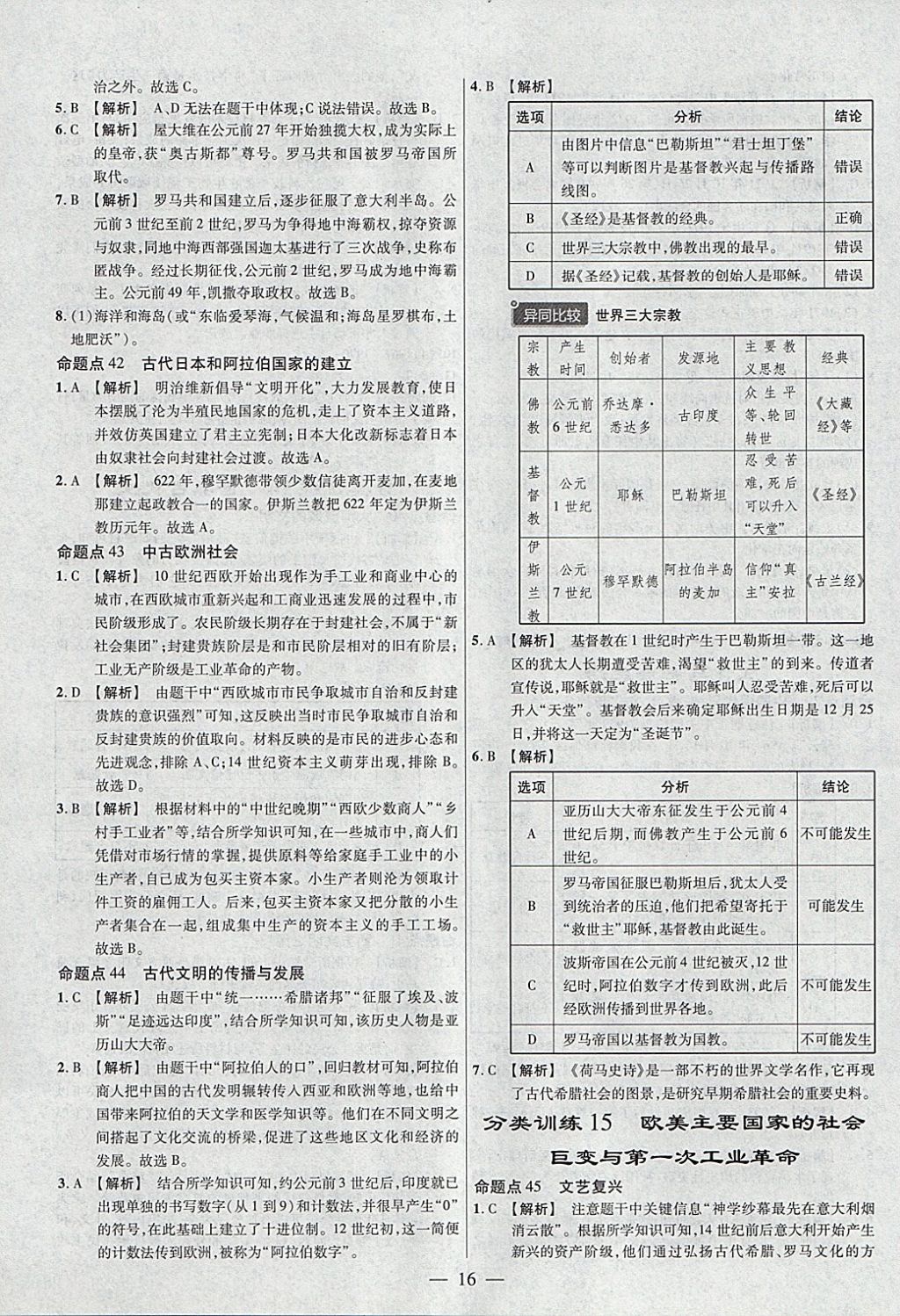 2018年金考卷全國各省市中考真題分類訓練歷史 參考答案第16頁