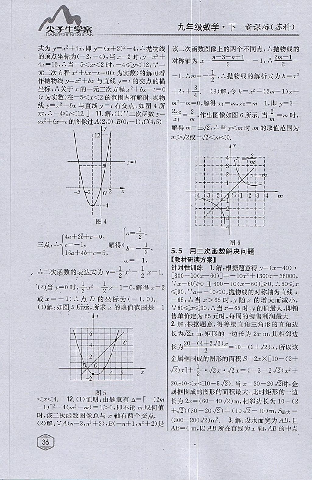 2018年尖子生学案九年级数学下册苏科版 参考答案第6页