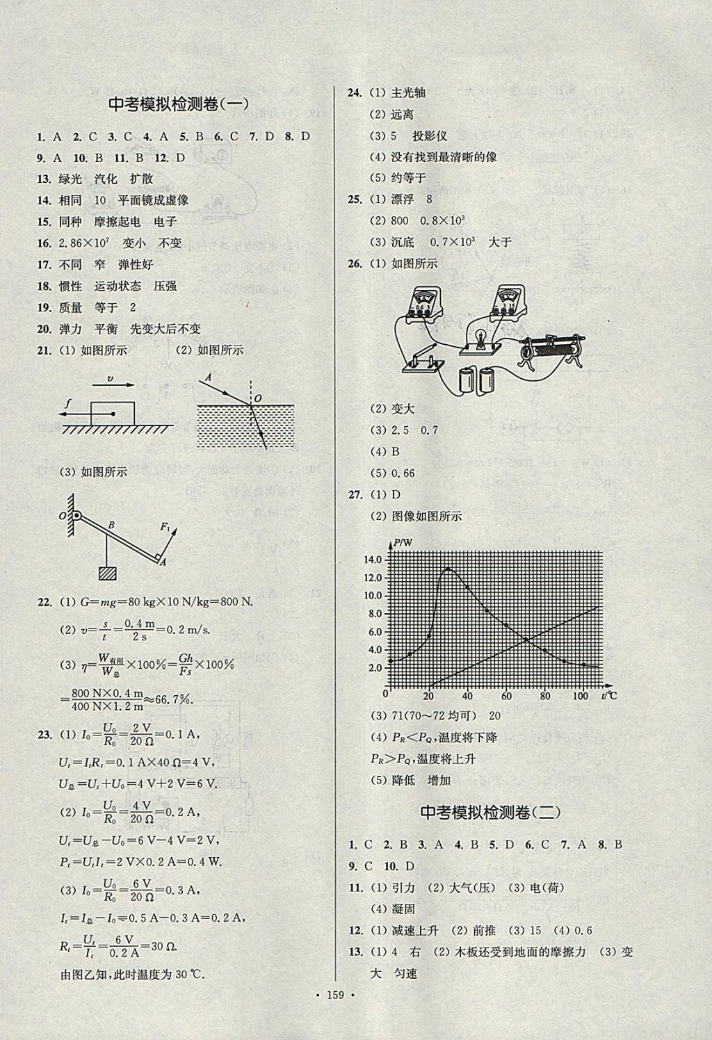 2018年南通小題課時作業(yè)本九年級物理下冊蘇科版 參考答案第23頁