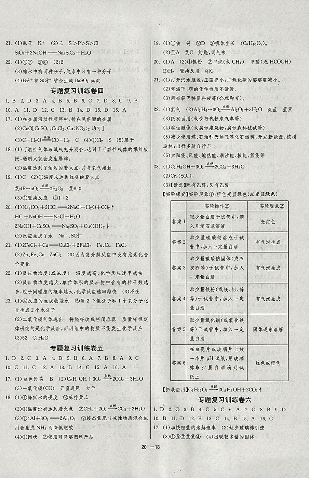 2018年1课3练单元达标测试九年级化学下册人教版 参考答案第18页