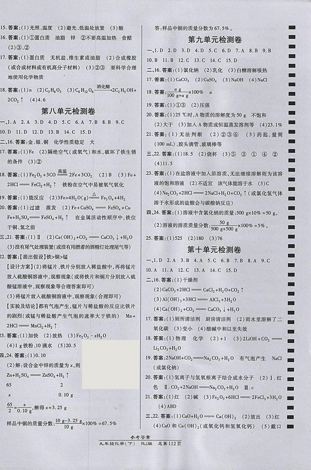 2018年高效課時通10分鐘掌控課堂九年級化學(xué)下冊人教版 參考答案第10頁