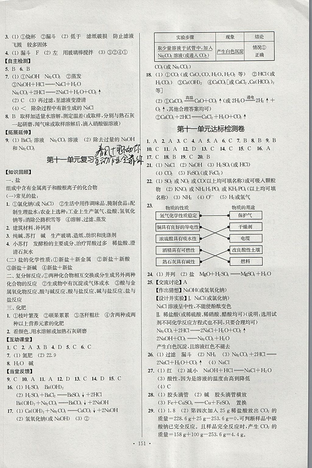 2018年南通小題課時(shí)作業(yè)本九年級(jí)化學(xué)下冊(cè)人教版 參考答案第11頁(yè)