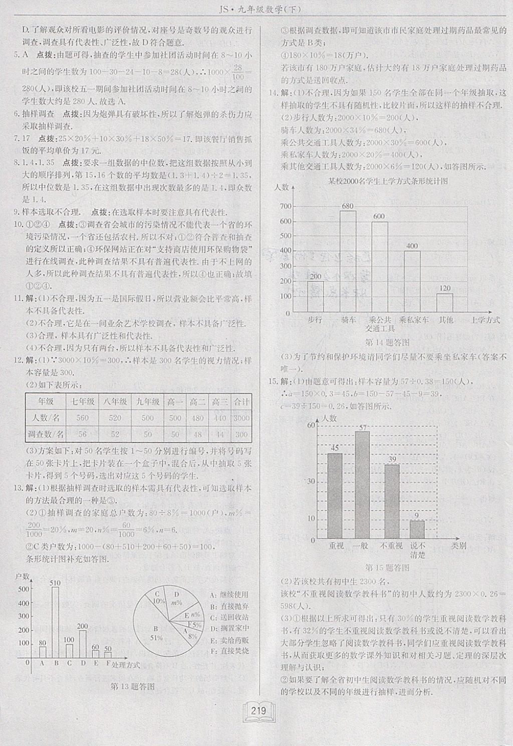 2018年启东中学作业本九年级数学下册江苏版 参考答案第43页