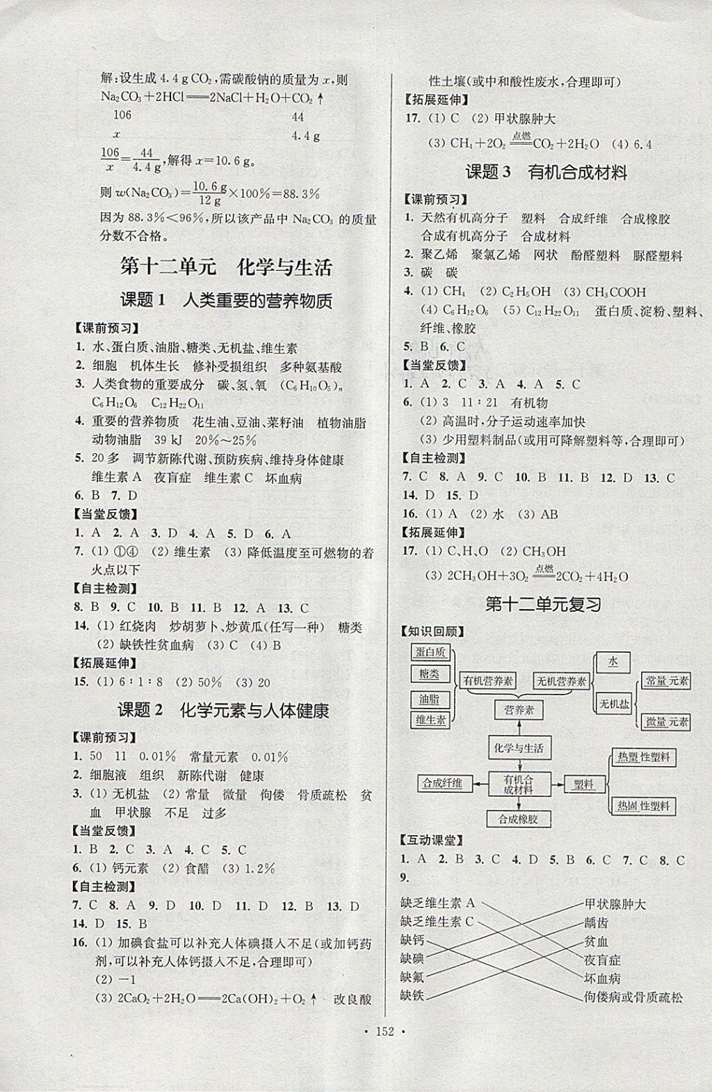 2018年南通小题课时作业本九年级化学下册人教版 参考答案第12页