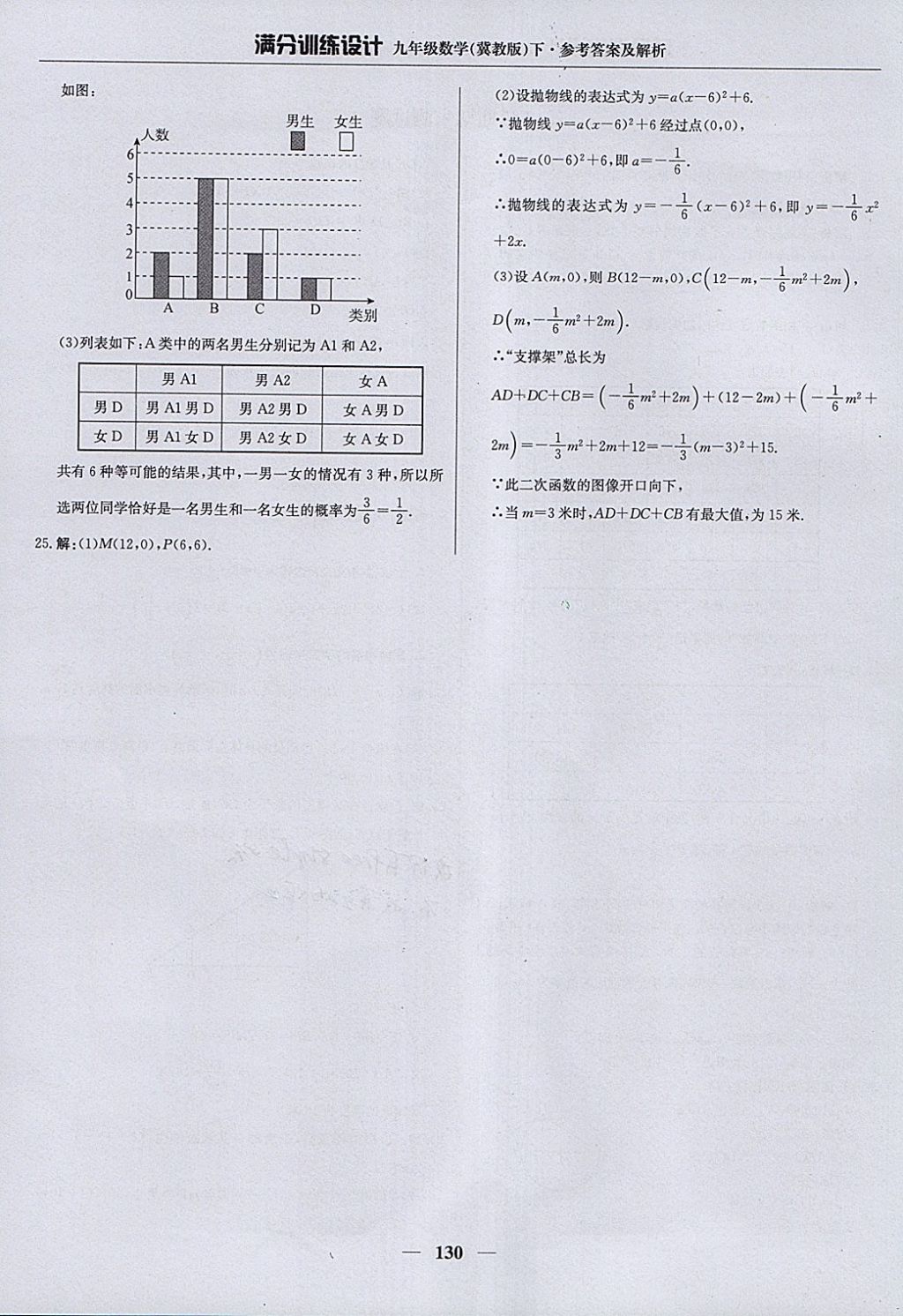 2018年滿分訓(xùn)練設(shè)計(jì)九年級(jí)數(shù)學(xué)下冊(cè)冀教版 參考答案第43頁(yè)