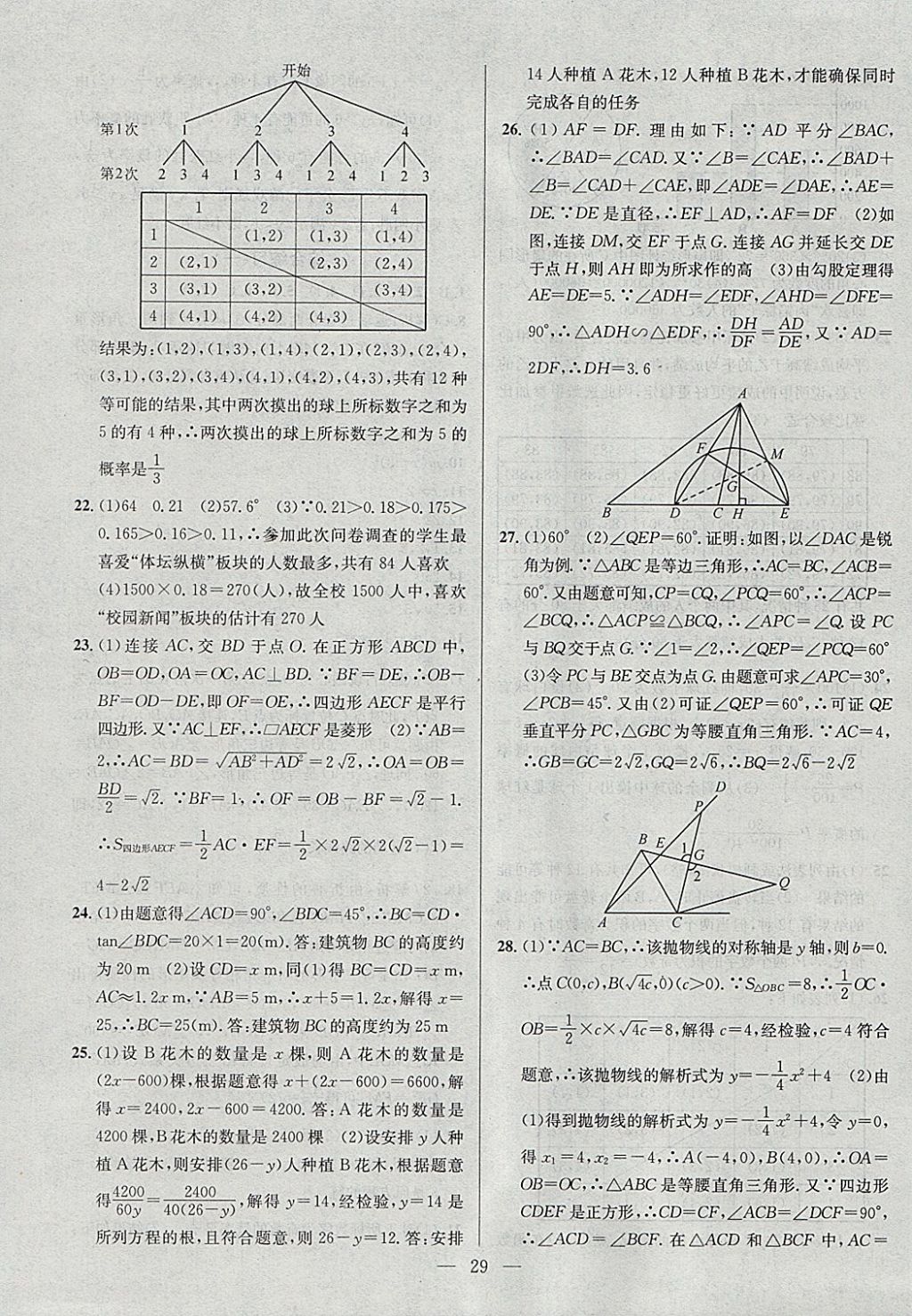 2018年提優(yōu)訓(xùn)練非常階段123九年級(jí)數(shù)學(xué)下冊(cè)江蘇版 參考答案第29頁(yè)