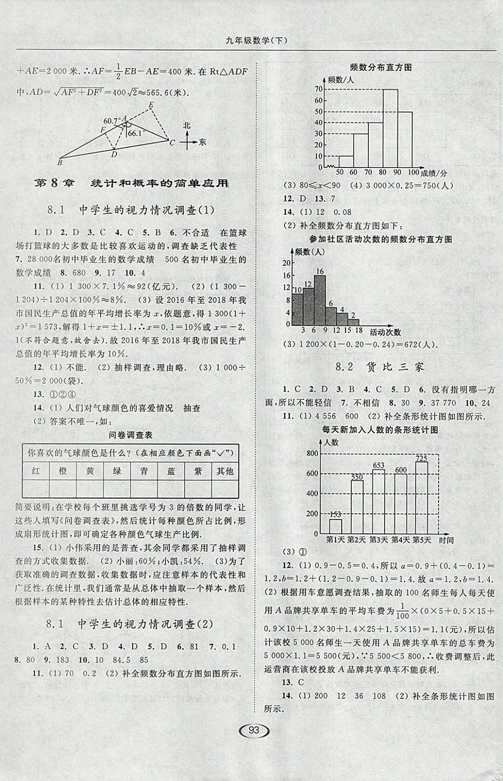 2018年亮点给力提优课时作业本九年级数学下册江苏版 参考答案第25页