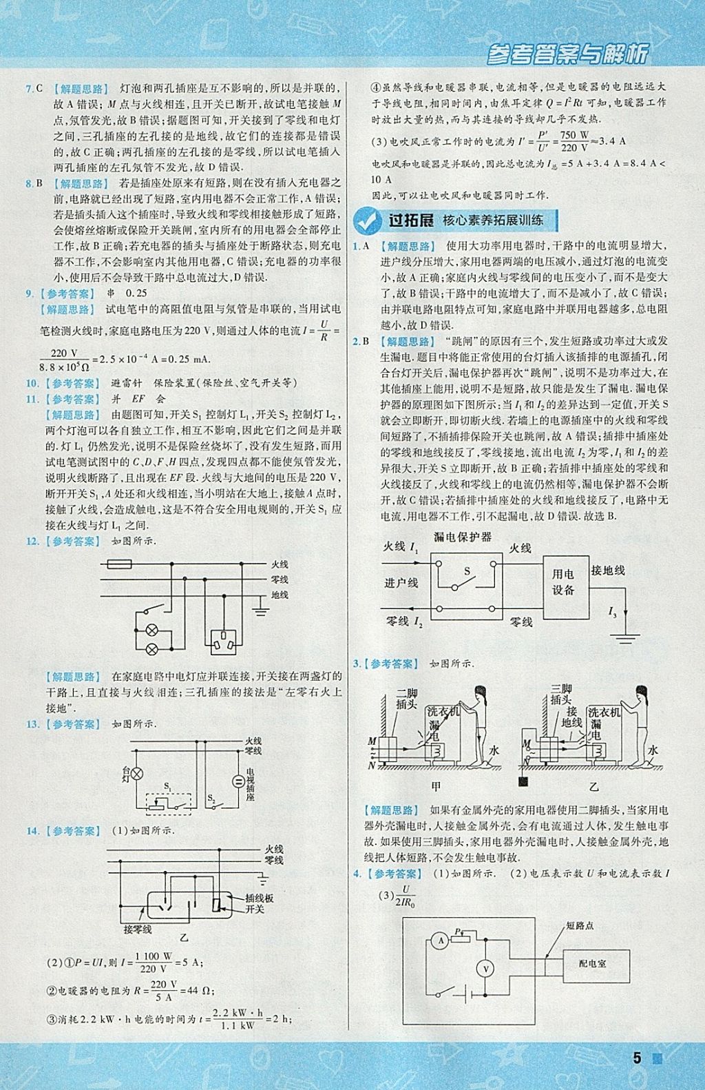 2018年一遍過(guò)初中物理九年級(jí)下冊(cè)人教版 參考答案第5頁(yè)