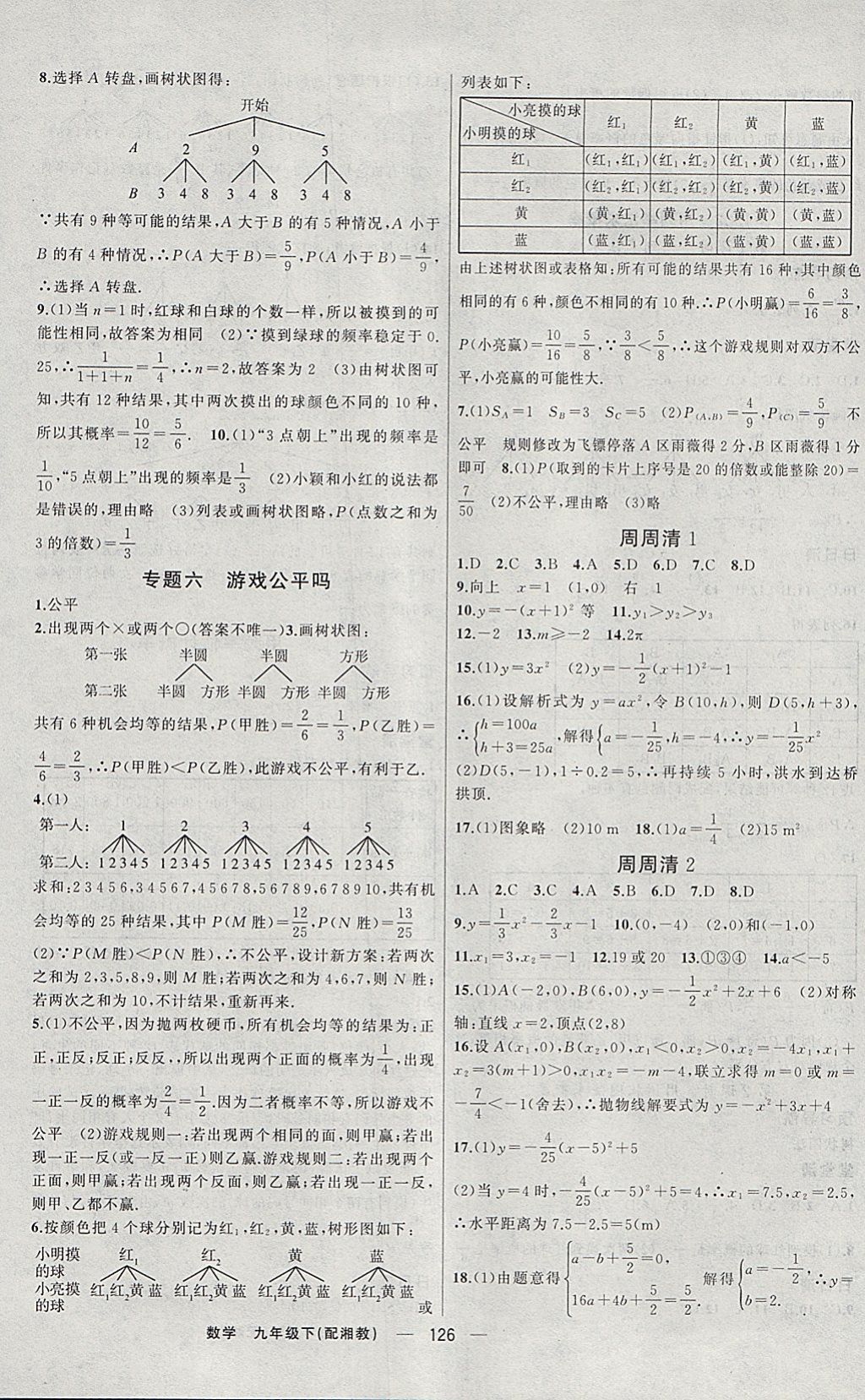 2018年四清导航九年级数学下册湘教版 参考答案第11页