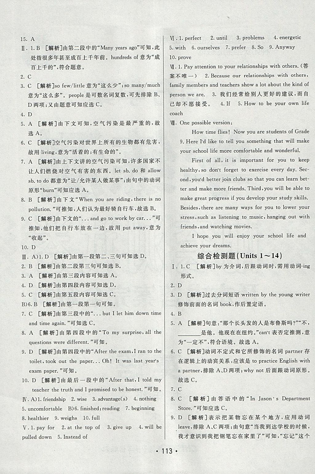 2018年同行学案学练测九年级英语下册加中考人教版 参考答案第13页