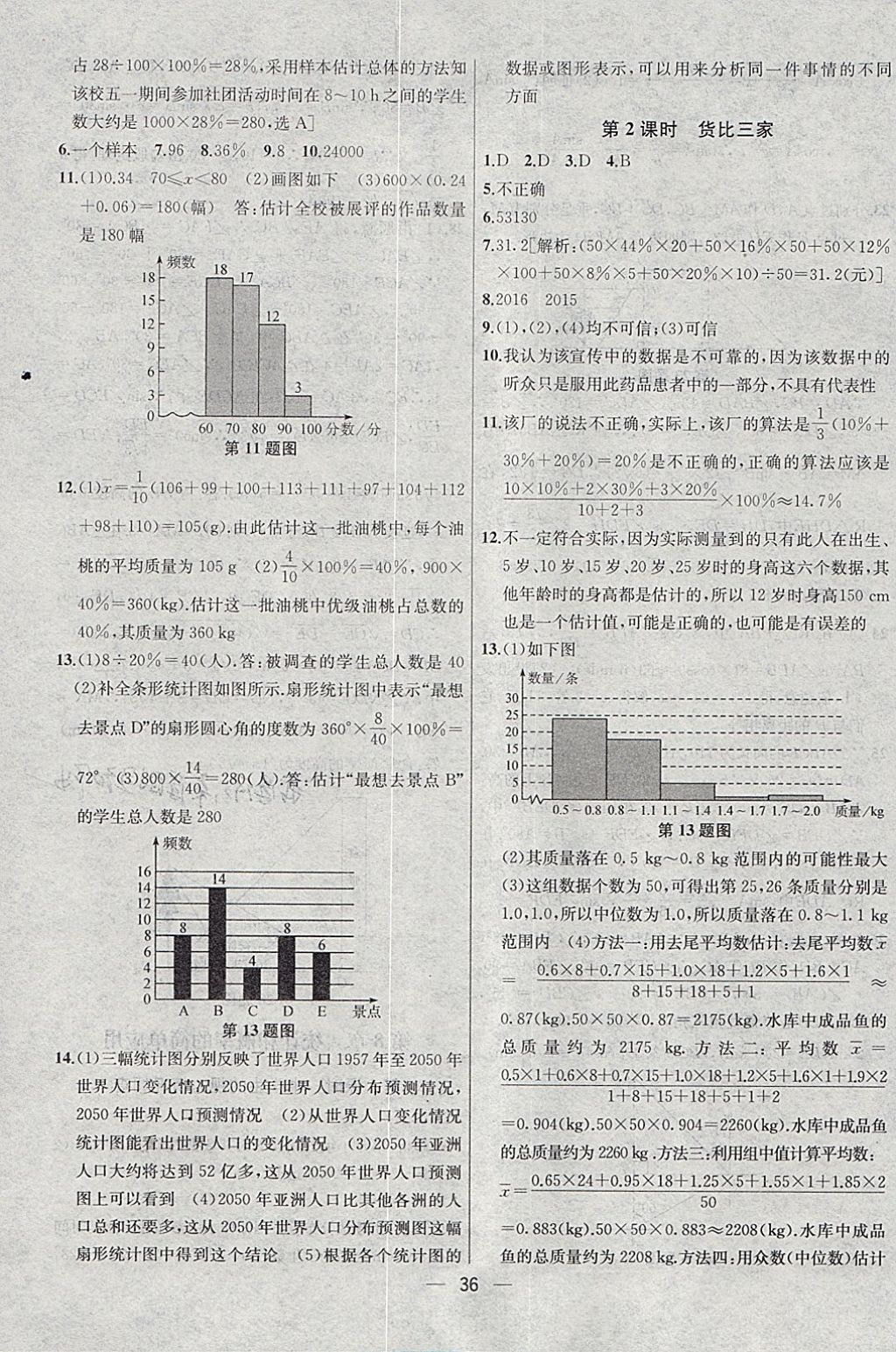 2018年金鑰匙提優(yōu)訓(xùn)練課課練九年級(jí)數(shù)學(xué)下冊(cè)江蘇版 參考答案第36頁(yè)