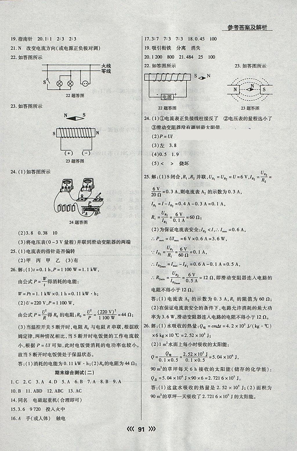 2018年學升同步練測九年級物理下冊人教版 參考答案第15頁