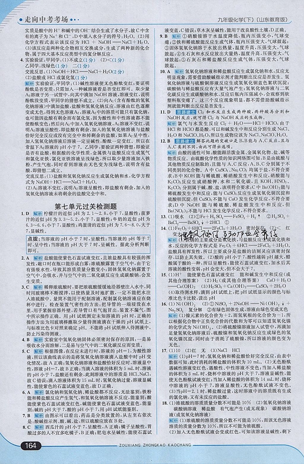 2018年走向中考考場九年級(jí)化學(xué)下冊魯教版 參考答案第6頁