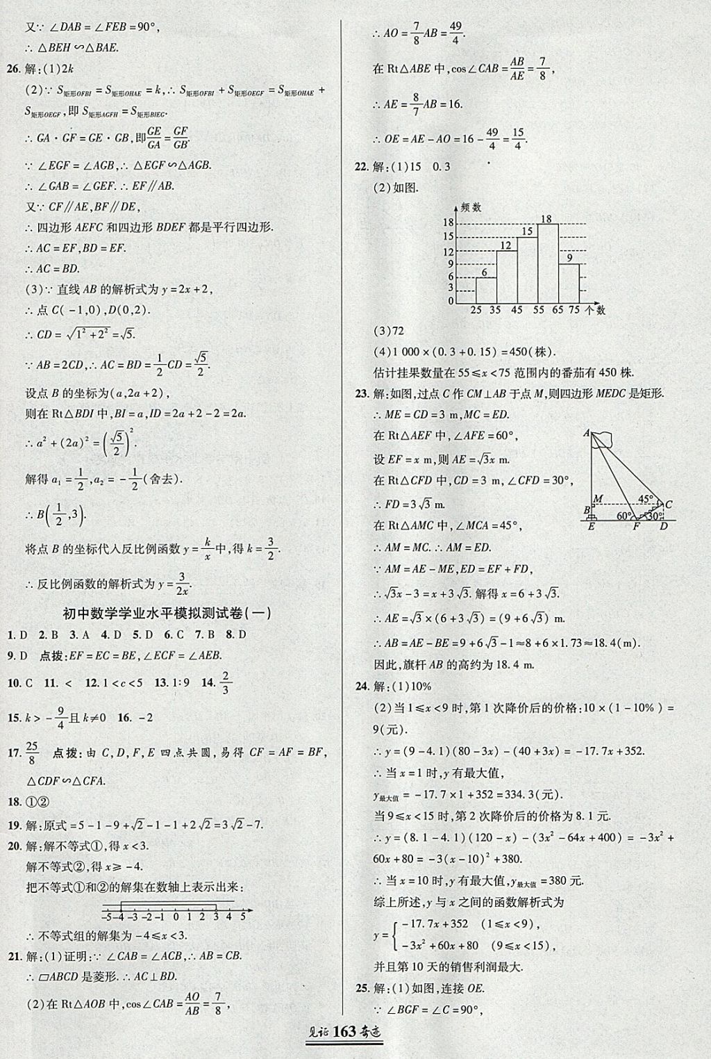 2018年見證奇跡英才學(xué)業(yè)設(shè)計(jì)與反饋九年級(jí)數(shù)學(xué)下冊人教版 參考答案第38頁