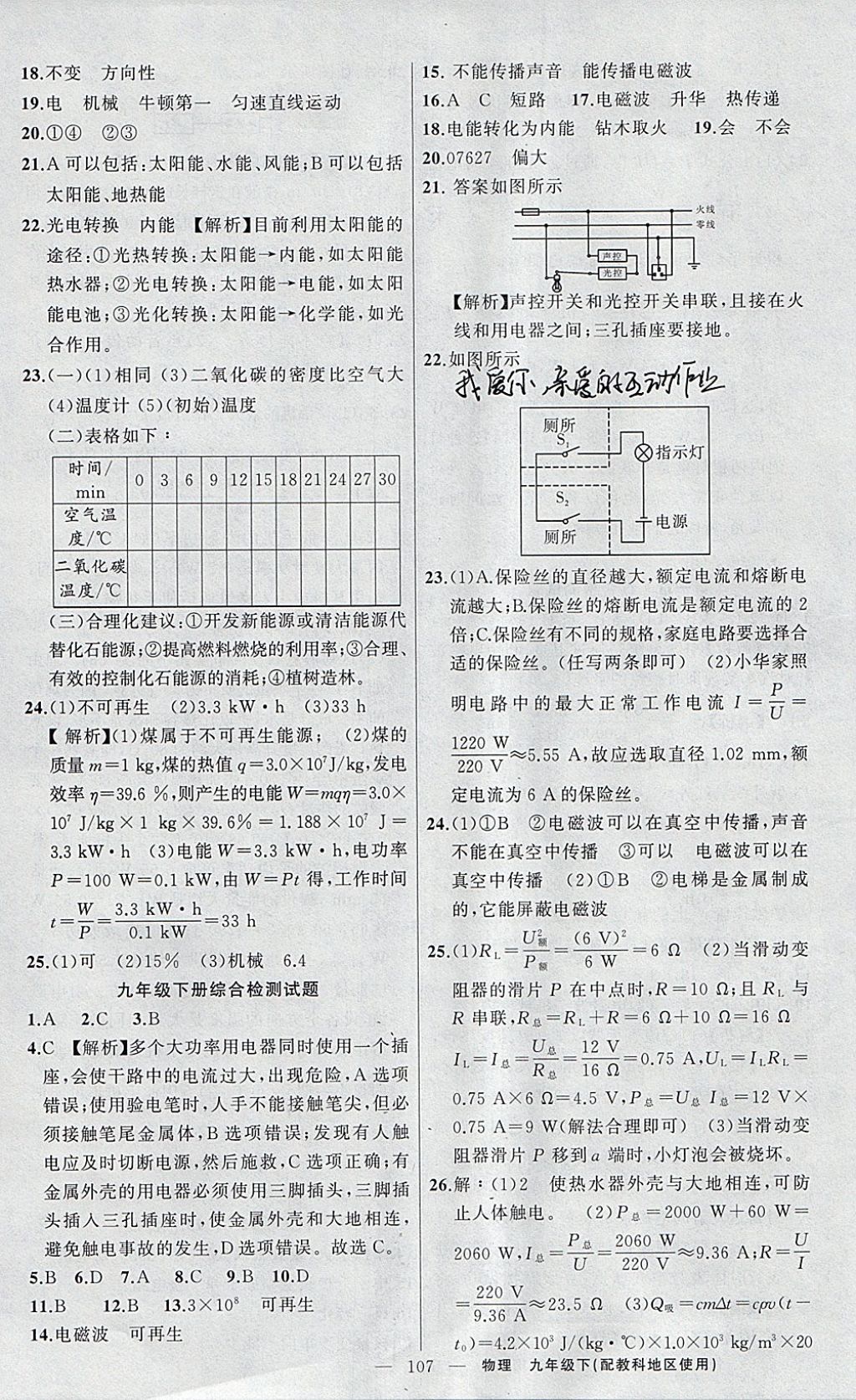 2018年原創(chuàng)新課堂九年級物理下冊教科版 參考答案第19頁