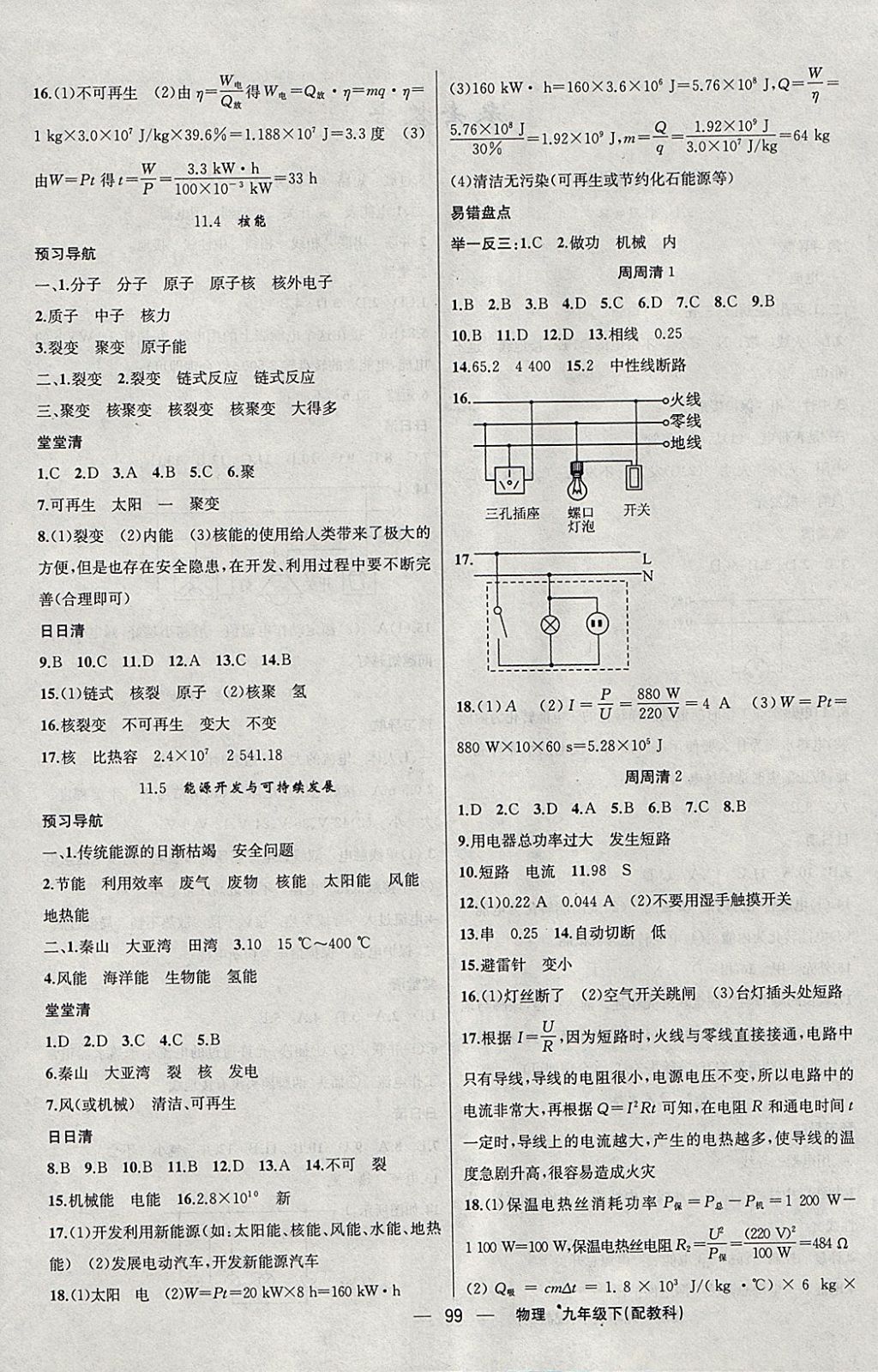 2018年四清導航九年級物理下冊教科版 參考答案第4頁