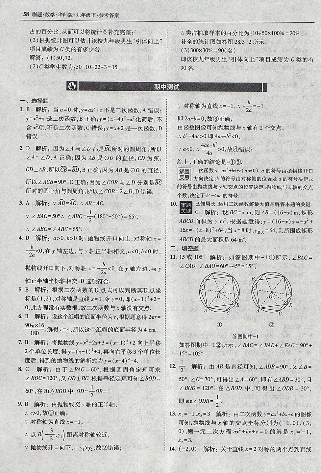 2018年北大綠卡刷題九年級數(shù)學(xué)下冊華師大版 參考答案第57頁