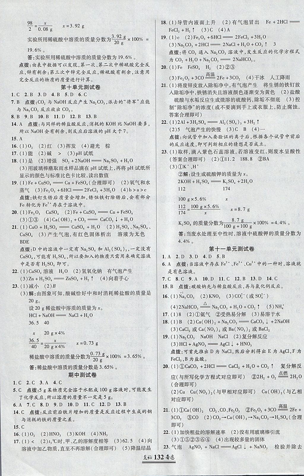 2018年見證奇跡英才學(xué)業(yè)設(shè)計(jì)與反饋九年級(jí)化學(xué)下冊(cè)人教版 參考答案第11頁(yè)