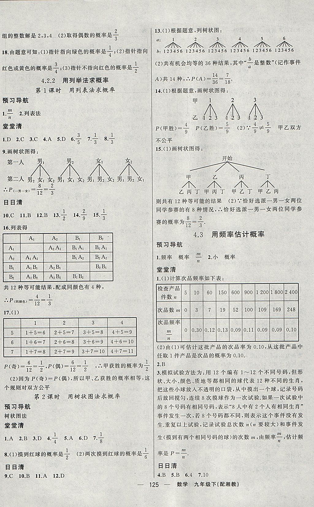 2018年四清導(dǎo)航九年級數(shù)學(xué)下冊湘教版 參考答案第10頁