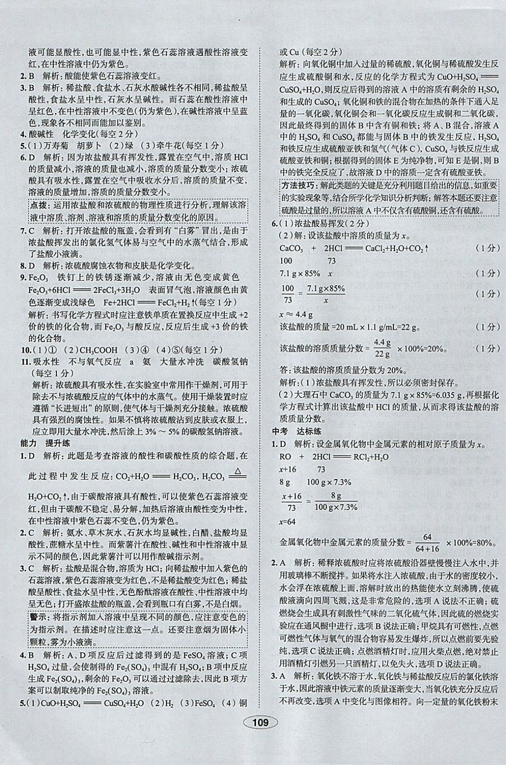 2018年中学教材全练九年级化学下册人教版天津专用 参考答案第17页