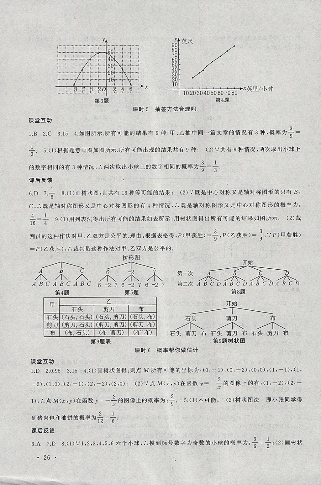 2018年高效精练九年级数学下册苏科版 参考答案第26页