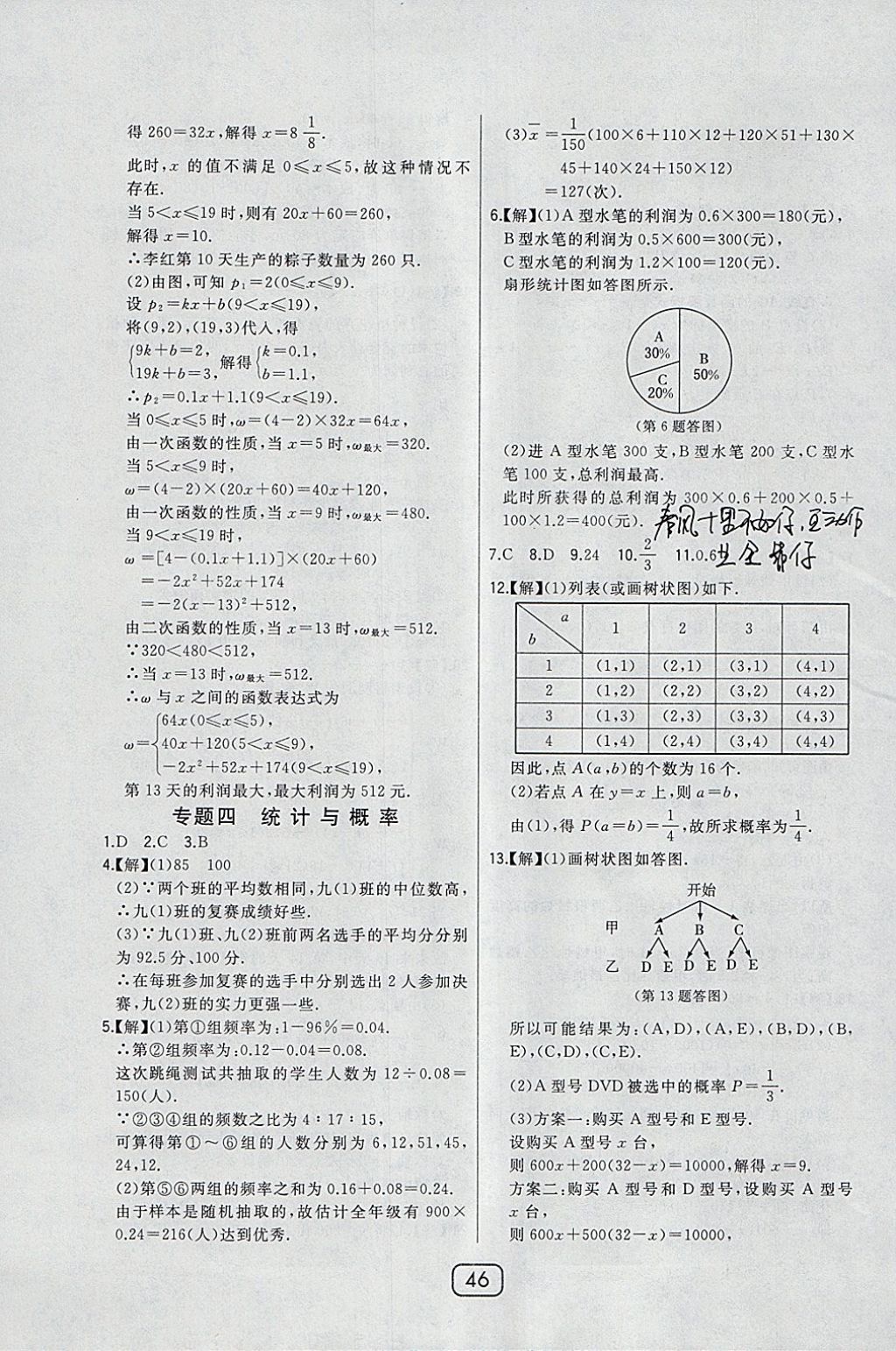 2018年北大绿卡九年级数学下册人教版 参考答案第35页