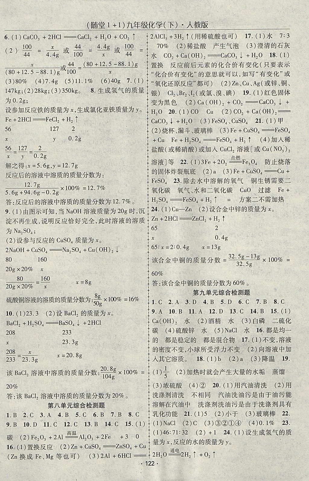 2018年随堂1加1导练九年级化学下册人教版 参考答案第10页