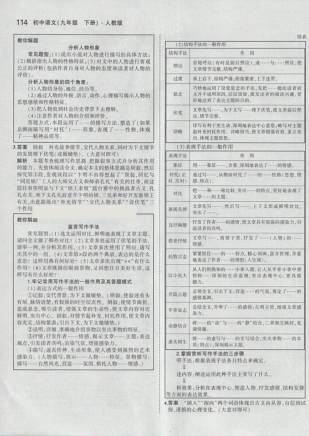 2018年5年中考3年模擬初中語文九年級(jí)下冊(cè)人教版 參考答案第11頁