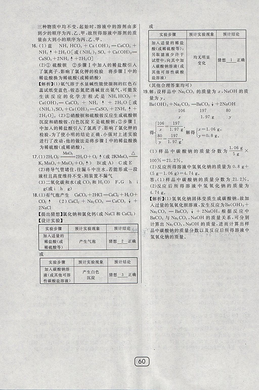 2018年北大綠卡九年級化學下冊滬教版 參考答案第49頁