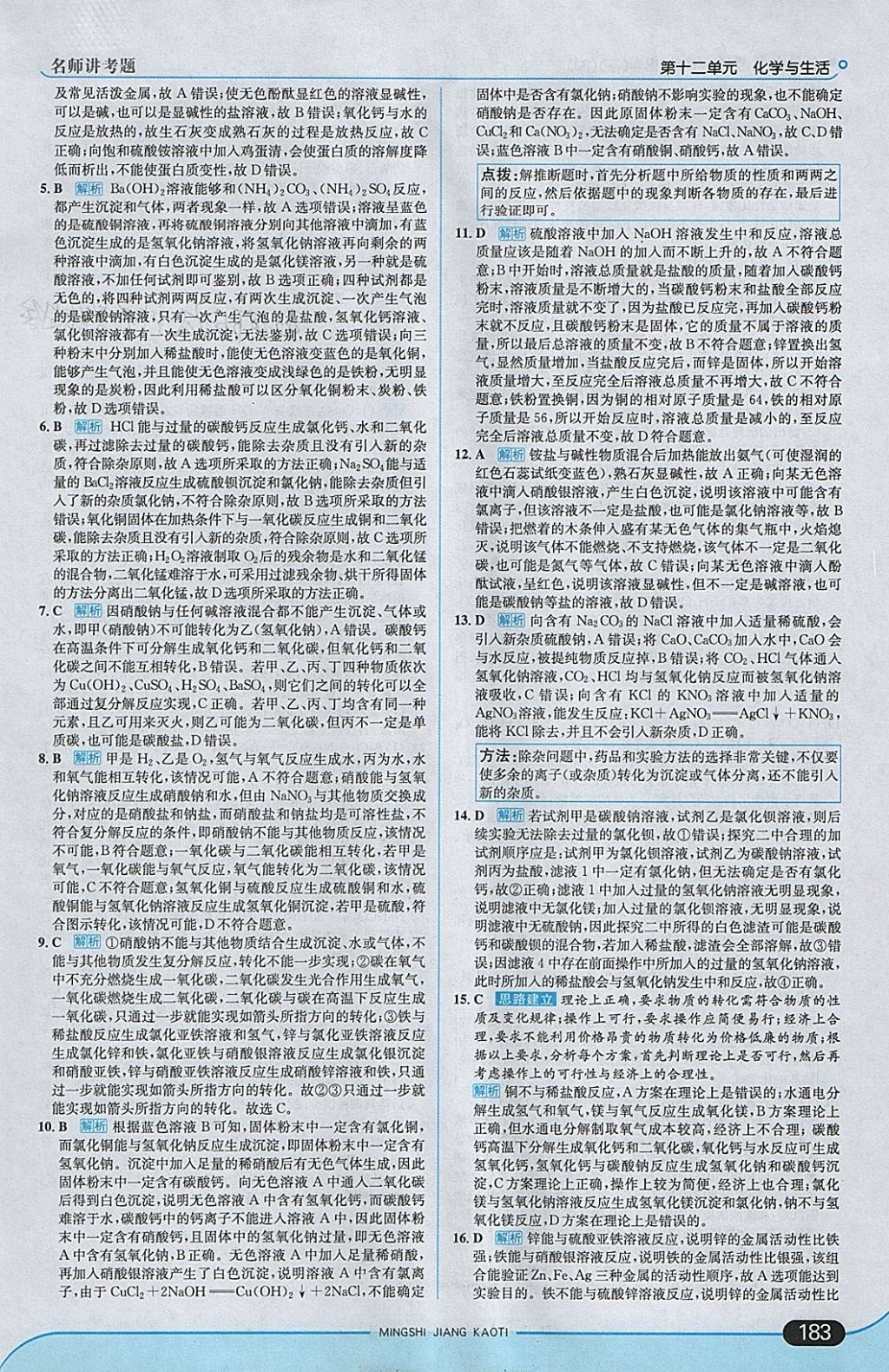 2018年走向中考考場九年級化學(xué)下冊人教版 參考答案第33頁