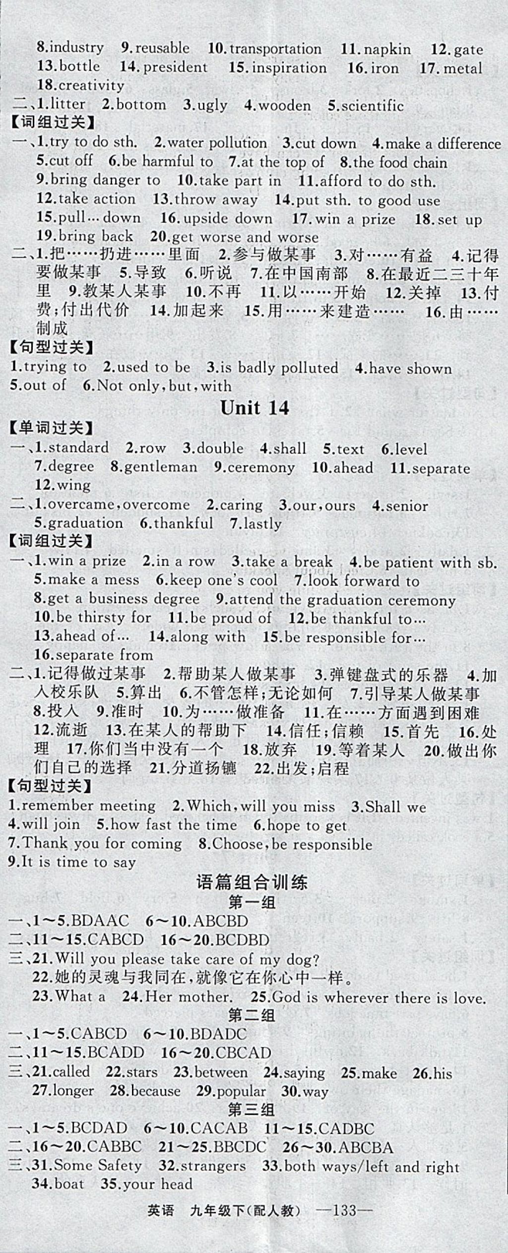 2018年四清導(dǎo)航九年級(jí)英語(yǔ)下冊(cè)人教版 參考答案第11頁(yè)