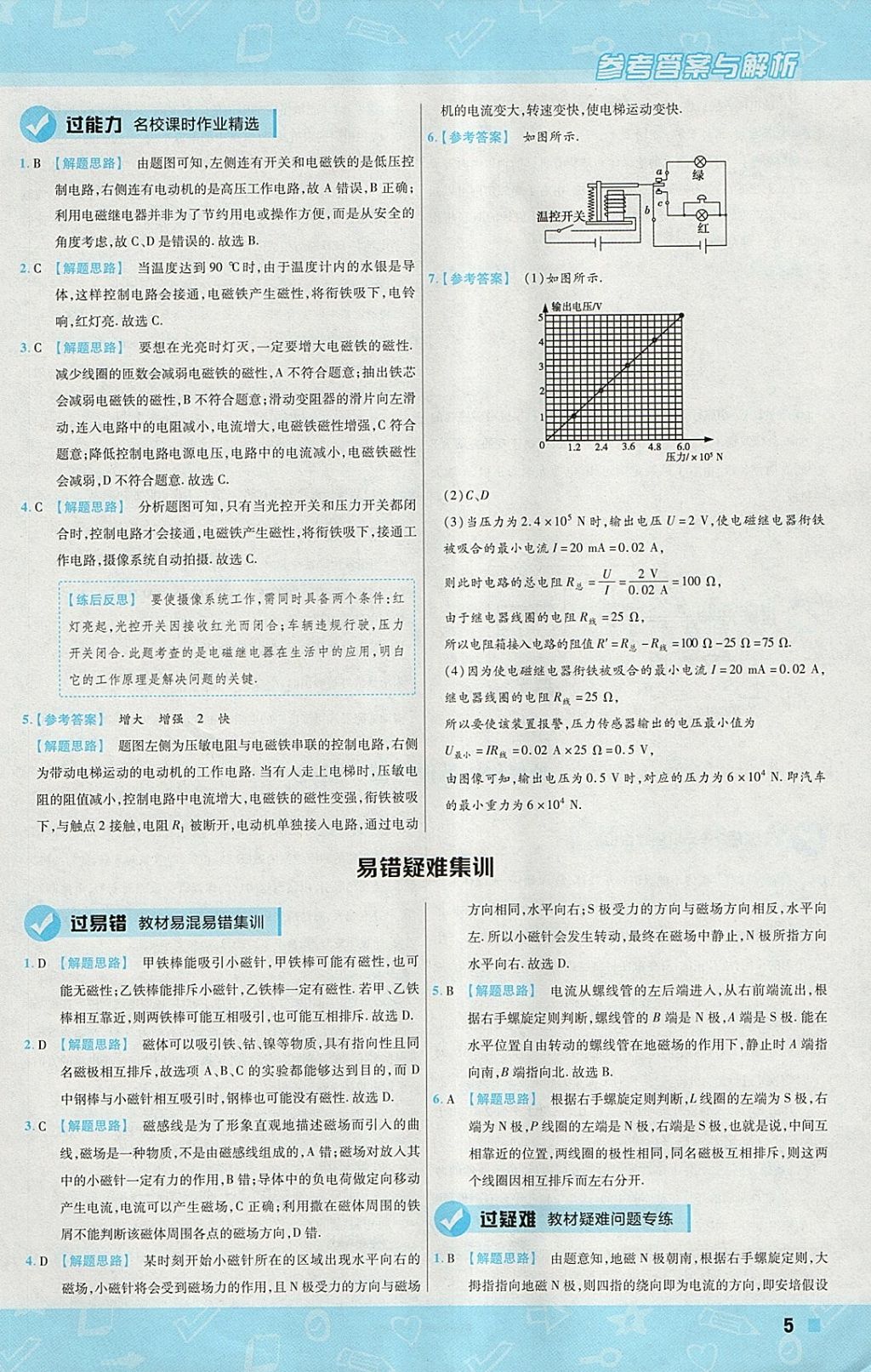 2018年一遍過(guò)初中物理九年級(jí)下冊(cè)滬粵版 參考答案第5頁(yè)