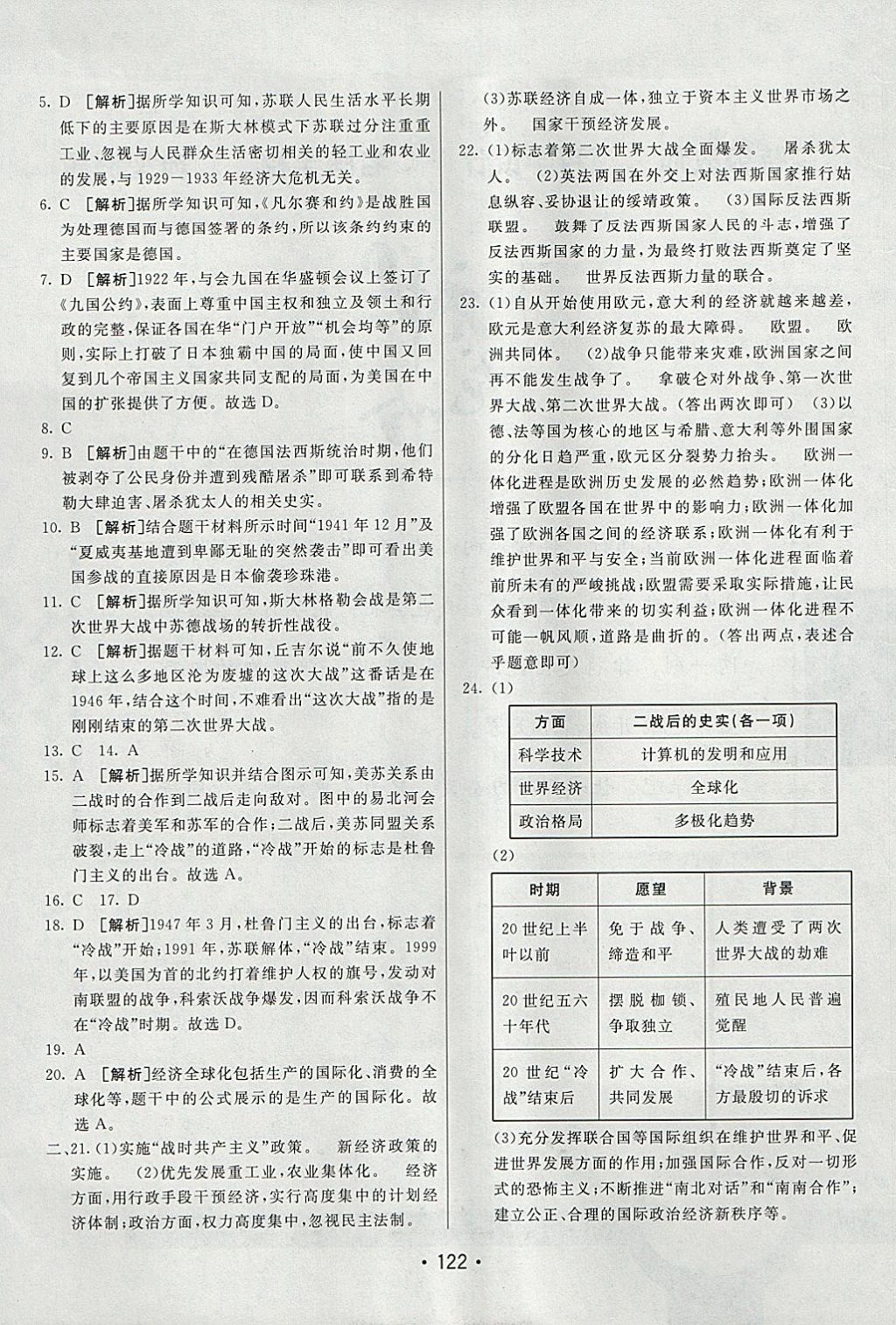 2018年同行學(xué)案學(xué)練測九年級歷史下冊北師大版 參考答案第22頁