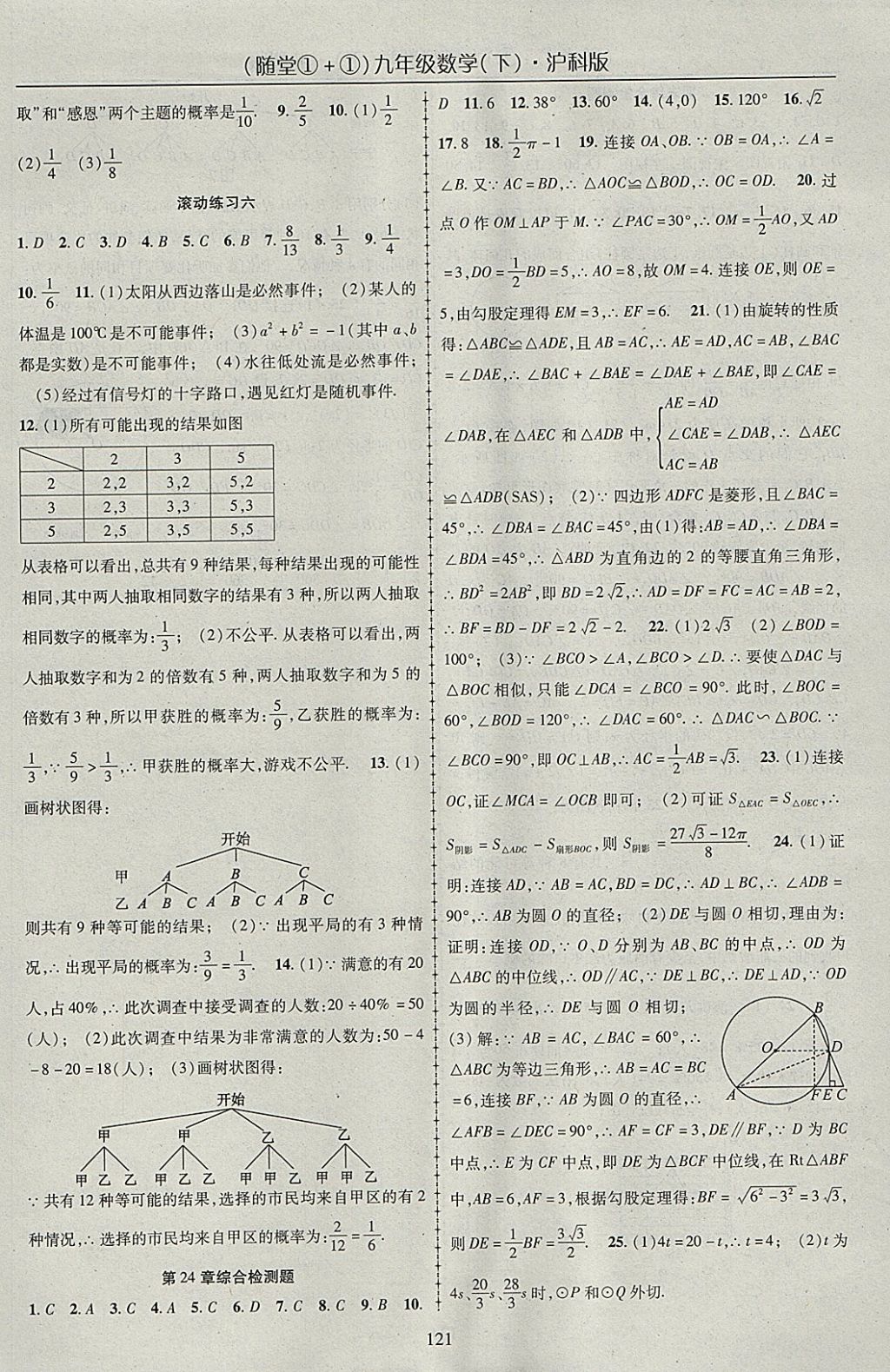 2018年随堂1加1导练九年级数学下册沪科版 参考答案第17页