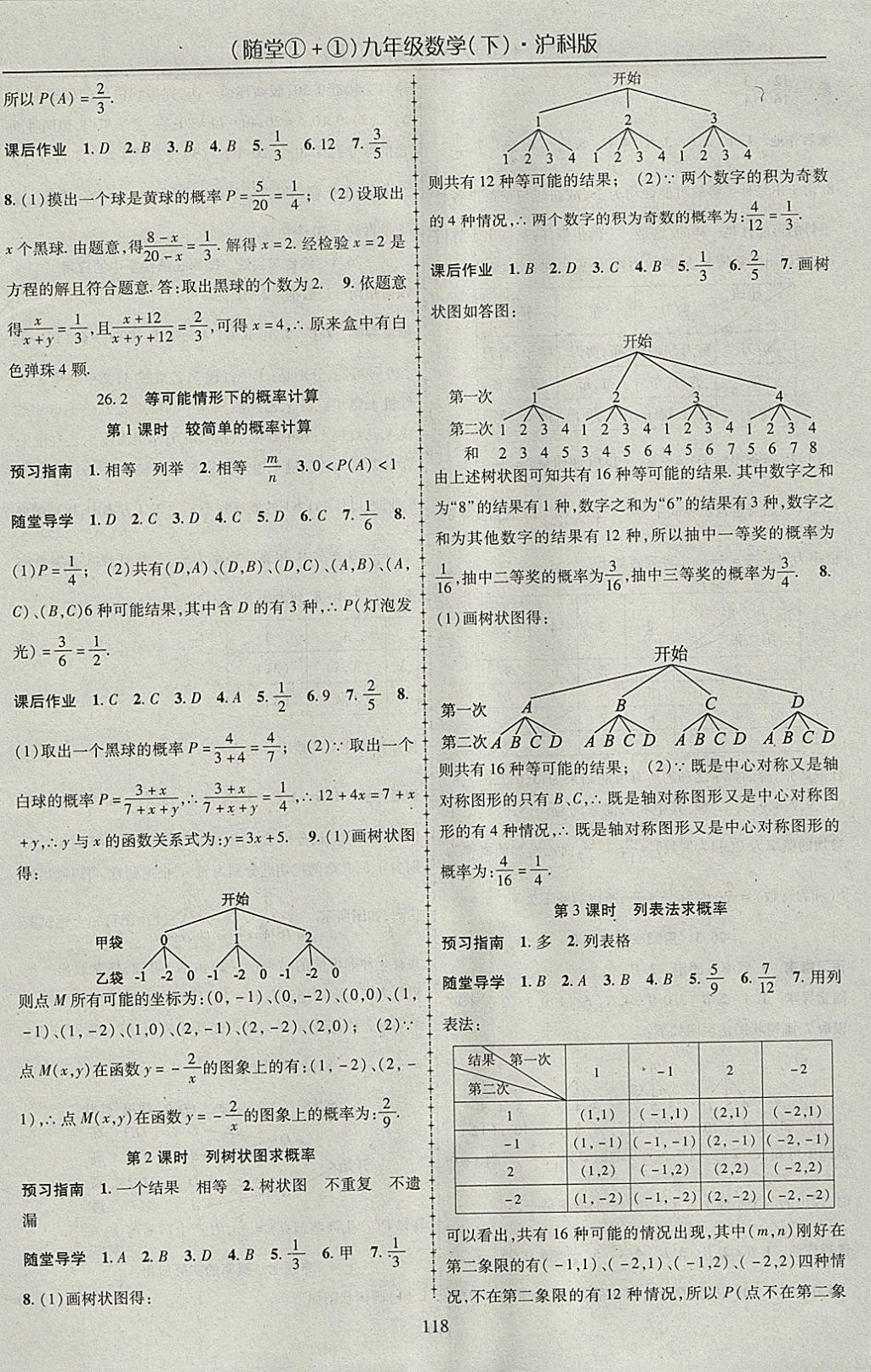 2018年隨堂1加1導(dǎo)練九年級(jí)數(shù)學(xué)下冊(cè)滬科版 參考答案第14頁