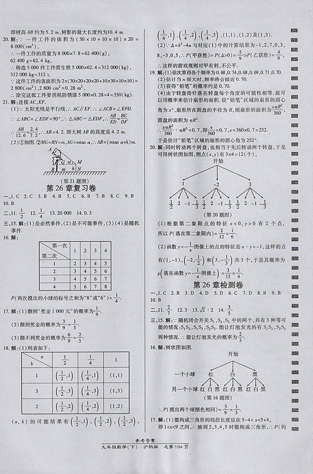 2018年高效课时通10分钟掌控课堂九年级数学下册沪科版 参考答案第14页