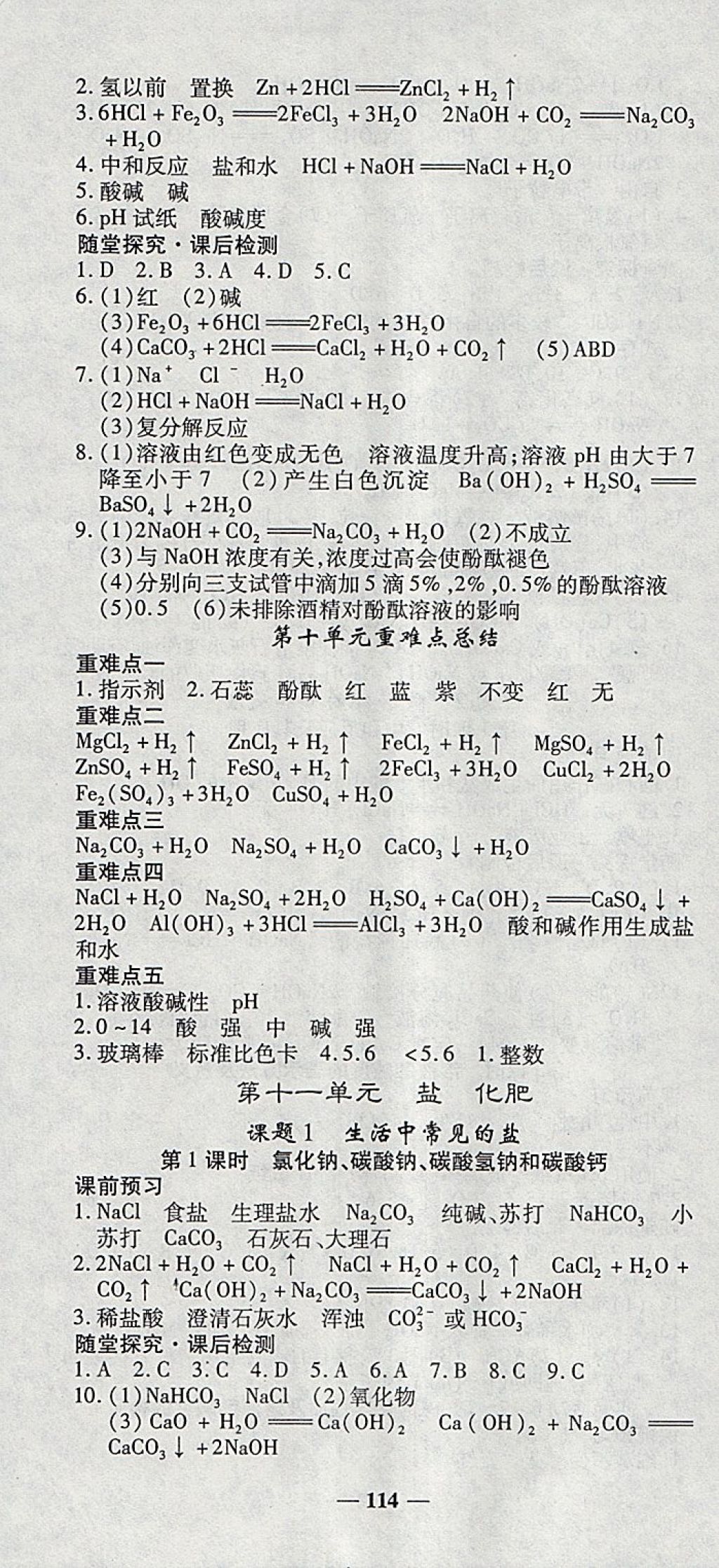 2018年高效學(xué)案金典課堂九年級化學(xué)下冊人教版 參考答案第10頁