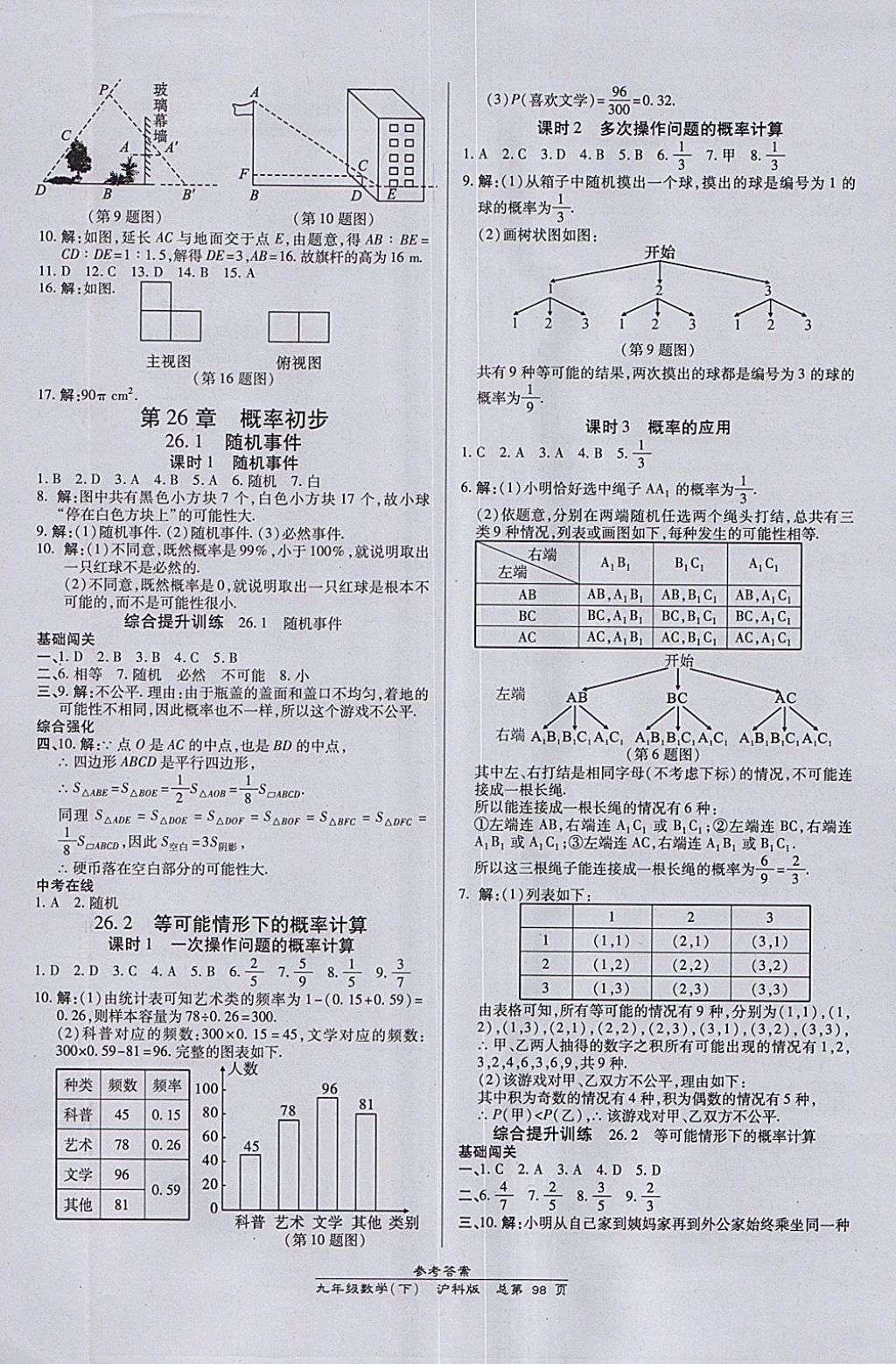 2018年高效课时通10分钟掌控课堂九年级数学下册沪科版 参考答案第8页