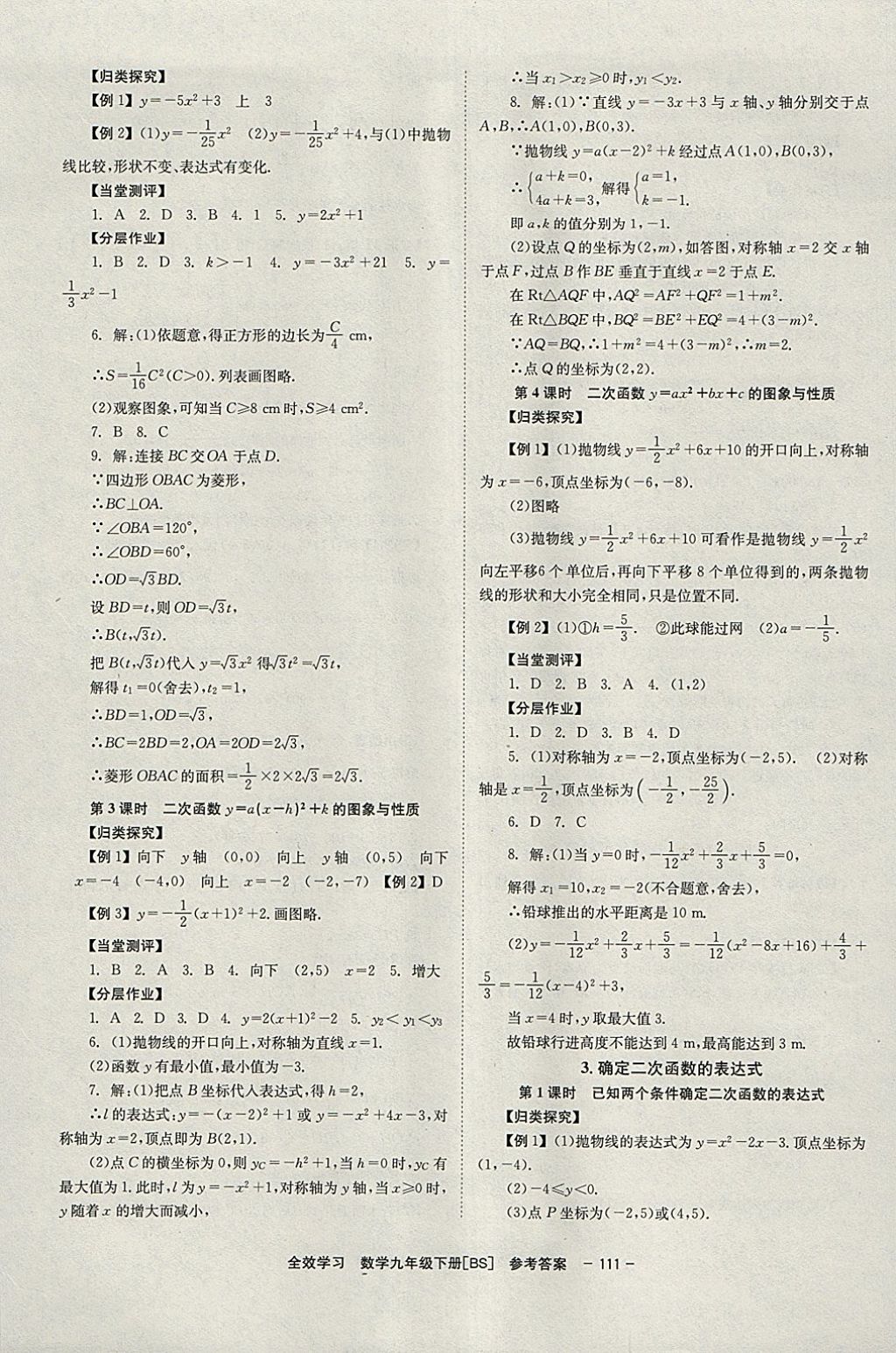 2018年全效學(xué)習(xí)學(xué)業(yè)評價(jià)方案九年級數(shù)學(xué)下冊北師大版北京時(shí)代華文書局 參考答案第5頁