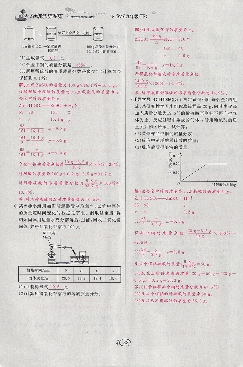 2018年A加優(yōu)化作業(yè)本九年級(jí)化學(xué)下冊人教版 參考答案第13頁