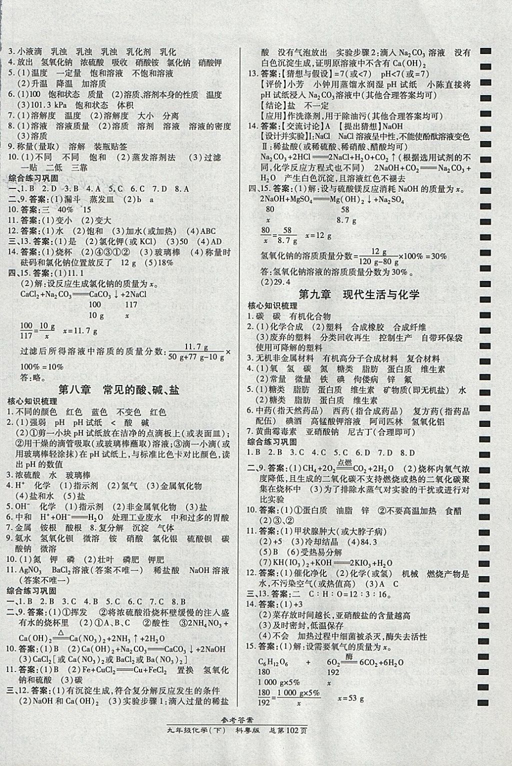 2018年高效課時通10分鐘掌控課堂九年級化學下冊科粵版 參考答案第6頁
