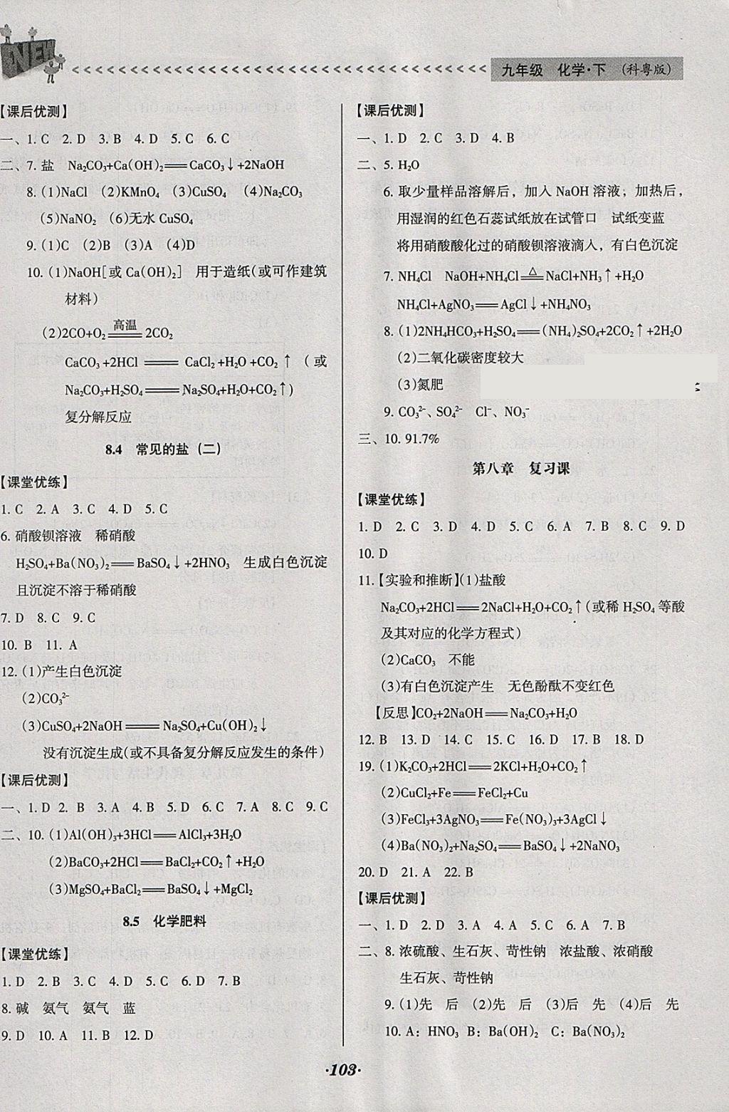 2018年全优点练课计划九年级化学下册科粤版 参考答案第10页