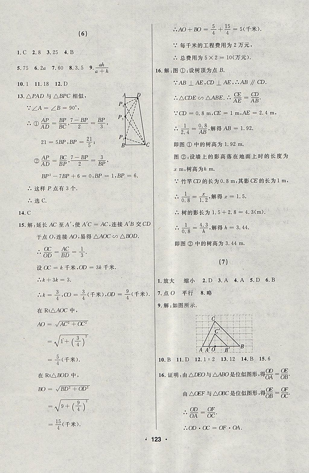 2018年試題優(yōu)化課堂同步九年級(jí)數(shù)學(xué)下冊(cè)人教版五四制 參考答案第7頁