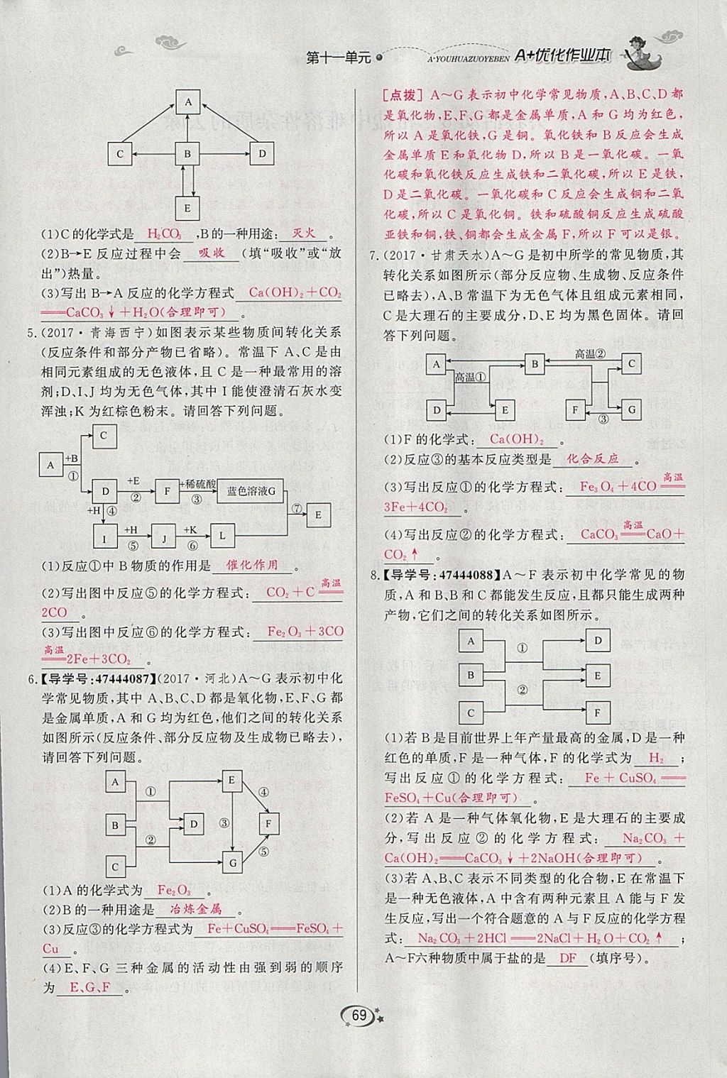 2018年A加优化作业本九年级化学下册人教版 参考答案第54页